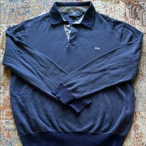 Vineyard Vines Navy Striped Polo Sweater